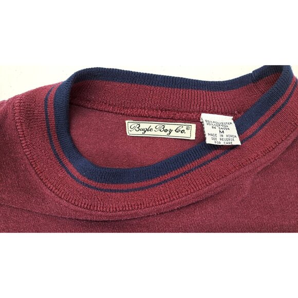 Vintage Bugle Boy Sweatshirt Embroidered Blue Logo Burgundy Oversized Medium - Picture 4 of 6